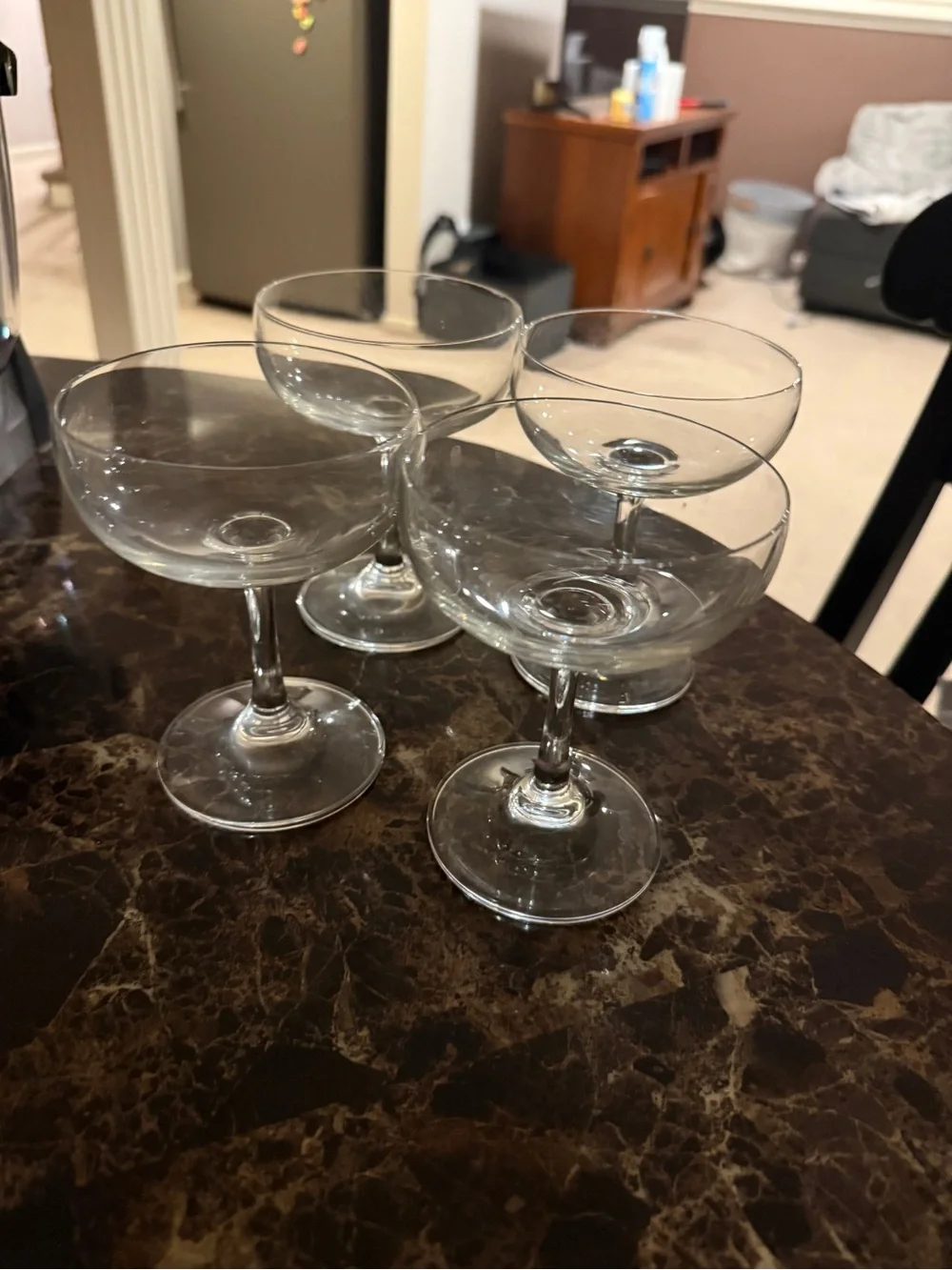 Clear Glass Coupe Cocktail Glasses - Set of 4